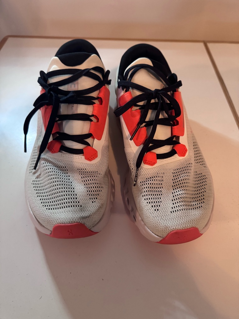 On Running Sneakers - White, Coral, And Black